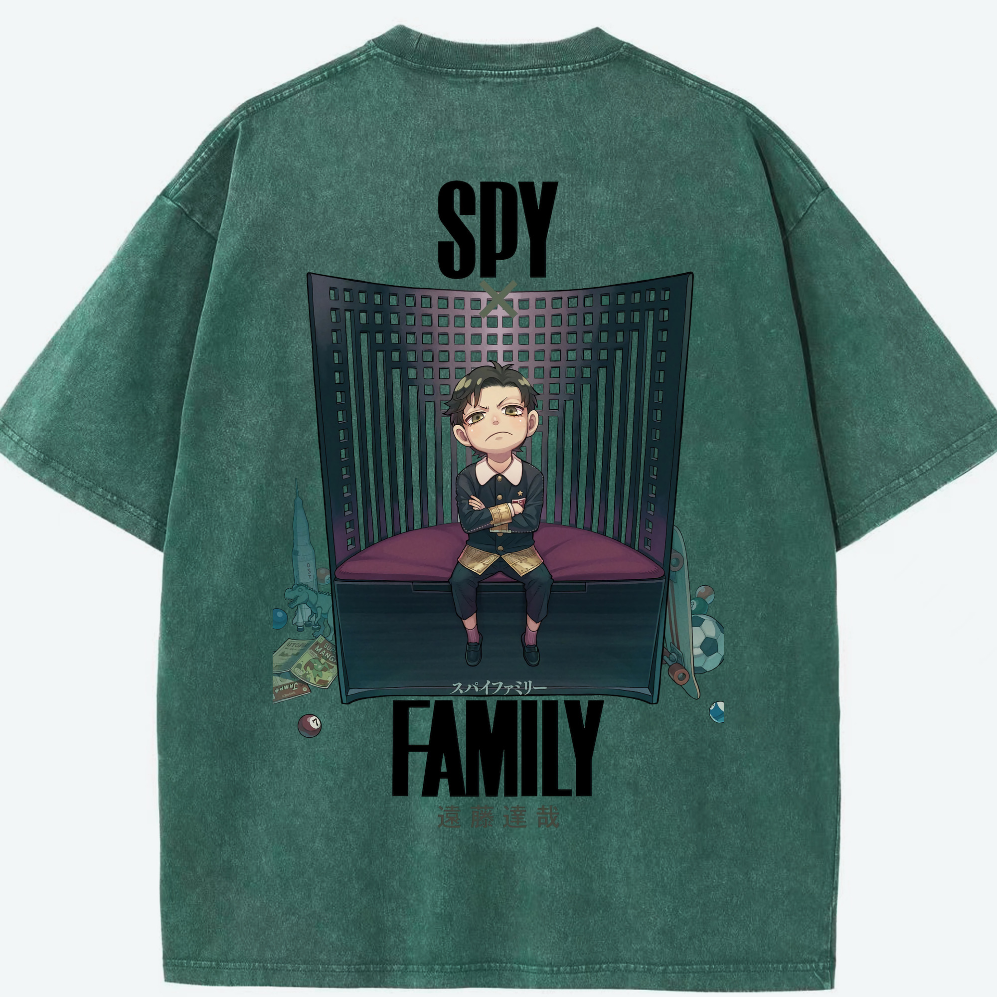 （画像用） SPY×FAMILY间谍家家酒 綿100% ヴィンテージ風 半袖Tシャツ（背面プリント）
